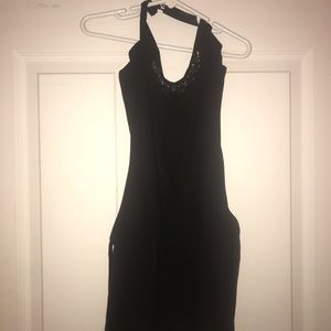 High neck/low back chiffon top